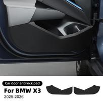 2 vnt. Priekinių durų apsauginės nuo spyrių lipdukai BMW X3 G45 2025 2026 m. Anglies rašto Juodi Nešvarumams atsparūs Interjero apsauga PU oda carbon texture 2pcs black