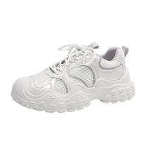 New Big Head Ugly Cute Versatile Casual Dad Platform Pumps Basket Platform Women Sneakers Casual Lace-Up Breath Mid Heels 35-44 35