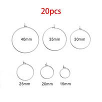 20pcs/lot Gold Stainless Steel Big Circle Wire Hoops Loop Earrings High Quality for DIY Dangle Earring Jewelry Making Supplies 15mm white