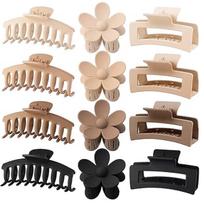 12 Pcs Hair Clips for Women 4.3'' Big Claw Clips for Thin or Thick Hair 3 Styles Natural Color