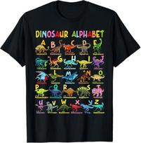 Dinozaurų tipai Abėcėlė ABC Dino Mokymasis Unisex Marškinėliai S black