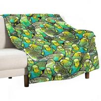 Budgie Pattern Throw Blanket Soft Warm Blanket Gift for Men Women Adults 75x100cm (30x40inch) black
