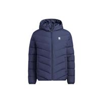 Adidas Neo Solid Color Logo Print Zip Hooded Puffy Down Jacket Unisex Jackets Blue HY9636 S