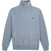 Polo Ralph Lauren Solid Color Small Pony Embroidered High Neck Long Sleeve Knit Sweater Men sweater Gray 710857915-010 M gray