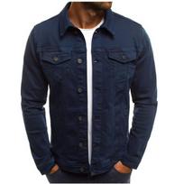 2022 Men's Casual Solid Color Button Denim Jacket 4XL black