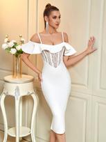 Women's One-Shoulder Slim Fit High Waist Solid Color Dress Medium