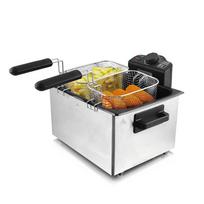 5L Large Capacity Household French Fry Electric Fryer Stainless Steel Deep Fryer Kitchen Temperature Controlled Fry Pan white