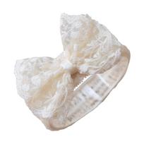 Big Bow Headband for Baby Girls Lace Bowknot Hairband Elegant Wide Headband Photo Hair Accessories Stretchy Headdress white