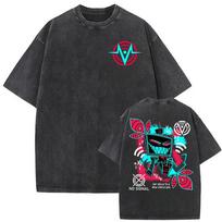 High Quality Cotton Hazbins Hotel T Shirts Vox Print T Shirt Unisex Women Harajuku Tops Tees Anime Streetwear S black