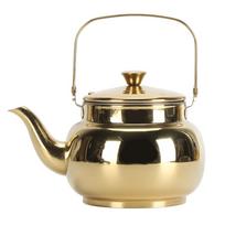 Stainless Steel Stovetop Tea Kettle Golden Glossy Finish Stovetop Kettle With Strainer Hammered Design Tea Pot Restaurant Use beige