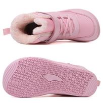 New Children's wide toe barefoot snow boots Little/Big/Kid Wide Toe Minimalist Sneakers Girls waterproof high-top cotton shoes 25