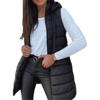 Cross-border explosion European and American solid color hooded zipper cotton vest jacket women's clothing medium and long large size S