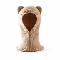 Thickened Warm Winter Balaclava Hat Solid Color Hooded Beanie Scarf Cap  for 2-6 Y Boys and Girls brown
