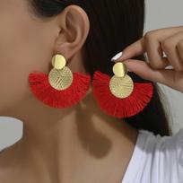 Fashion Bohemian Big Tassel Dangle White Fringe Female Earrings Drop Earrings for Women Statement Wedding Jewelry red
