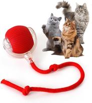 Auto-Run Smart Pet Ball – Self-Playing Dog Toy, Tough Chew Toy for Aggressive Chewers, Motion-Activated Bouncing Toy for Cats and Small Dogs raudona