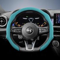 Suitable for Alfa Romeo Premium Suede Snap-On Steering Wheel Cover, Non-Slip and Durable Giulia 952 Stelvio 949 147 Mito Giulietta Tonale 965 Sprint raudona