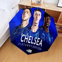 Chelsea Football Club Crest Automatic Folding Umbrella - 8-Rib Travel Umbrella with Auto Open/Close & Portable Gifts for holidays or birthdays