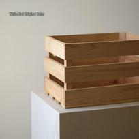 Solid Wood Display Basket with Wooden Frame and Slat for Supermarket Fruit Shelving One Layer (34*23*6cm)