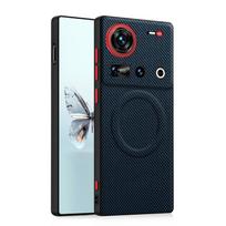For Nubia Z70 Ultra Z70S Ultra  Premium Leather-Textured Metal Protective Case with Magnetic and Anti-Fingerprint Features Nubia Z70S Ultra mėlyna