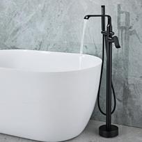 Pastatomas vonios maišytuvas su karštu/šaltu vandeniu, padalintas 3/5 skylučių dizainas, pasukama rankinė dušo galvutė. Chrome Dual Function Floor-mounted