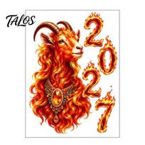Static Glass Clings 2027 Year of Goat Window Cling, Lunar New Zodiac Holiday Surface Decor Sticker, Flame Style Spring Festival Door for Home S A orange