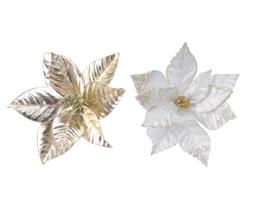 Įsegama kalėdinė dekoracija POINSETTIA, auksinės/baltos sp., 5 x 27 cm, 1 vnt