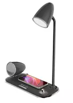 LED stalinis šviestuvas Tellur Nostalgia su 15 W belaidžiu įkrovimu ir 5 W Bluetooth garsiakalbiu, juodas