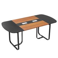 Konferencijų stalas ovalus 180 cm, metalinės kojos, 6-8 vietų, juoda-ruda