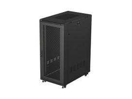 PASTATOMA 19" 27U 600 × 1000 JUODA RACK SPINTA SU PERFORUOTOMIS DURIMIS, LANBERG (FLAT PACK)