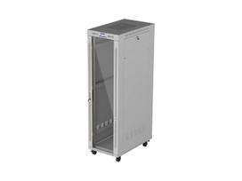 PASTATOMA 19" 42U 600 × 1000 PILKA RACK SPINTA SU STIKLINĖMIS DURIMIS IR LCD EKRANU