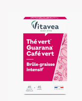 Vitavea Žalioji arbata, guarana ir žalia kava riebalų deginimui, 45 augalinės kilmės kapsulės