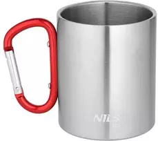 Nils Extreme NC17110 KEMPINGO PUODELIS SU KARABINU 330 ML NERŪDĖJANČIO PLIENO RAUDONAS NILS CAMP