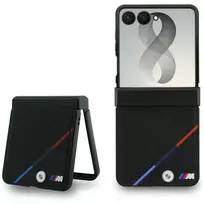 BMW M PU Perforated Tricolor Stripe phone case for Samsung Galaxy Z Flip 8 (F776) black
