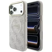 GUESS PU Leather 4G Gold Frame Embossed MagSafe Case for iPhone 18 Pro Pink