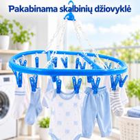 Pakabinama džiovyklė smulkiems skalbiniams su segtukais