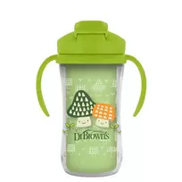 DR.BROWN'S gertuvė dvigubomis sienelėmis su šiaudeliu 300ml, žalia