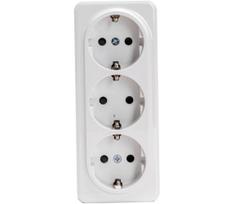 Aigostar - Triguba sieninė SCHUKO rozetė 250V balta