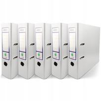 Baltas A4 segtuvas Ekobox 80mm, 5 vnt., platus biuro dokumentų segtuvas su svirtele