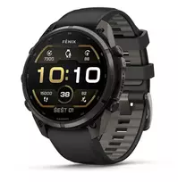 Išmanusis laikrodis Garmin fēnix® 9 Pro – 47mm, Pilkos anglies spalvos DLC titanas su juodos / akmenėlių pilkos spalvos silikoniniu dirželiu | 010-04336-16