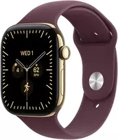 Apple Watch Series 12 GPS + Cellular 46mm Radiant Gold Titanium Case with Burgundy Sport Band - S/M - MJGR4ET/A