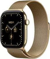 Apple Watch Series 12 GPS + Cellular 46mm Radiant Gold Titanium Case with Radiant Gold Milanese Loop - S/M - MJGU4ET/A