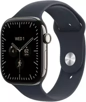 Apple Watch Series 12 GPS + Cellular 42mm Natural Titanium Case with Navy Blue Sport Band - S/M - MJGF4ET/A