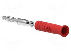 Laboratory connector: 2mm banana | plug | 10A | 30VAC | 60VDC | red