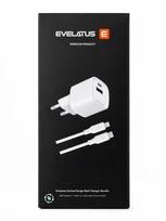 Adapteriai Evelatus  FusionChage Wall Charger Bundle 20W Power Adapter - 60W USB-C to Lightning Silicone Cable White