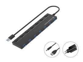 Conceptronic HUBBIES19BP 7-Port USB 3.2 Gen 1 Hub with 5.0V/3.0A Power Adapter, USB-A to 7 x USB-A, 5Gbps SuperSpeed, 90cm Cable