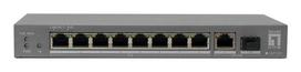 LevelOne 10-Port Gigabit PoE Switch, 802.3af/at PoE, 8 PoE Outputs, 120W Power Budget, 1 x Gigabit SFP, 1 x Gigabit RJ45 Uplink