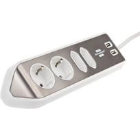 Brennenstuhl estilo corner power strip 4-way (white/stainless steel, 2x USB)