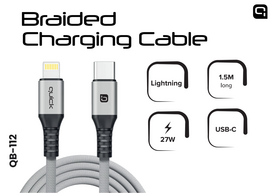 Quick QB-112 Braided Charhing and Data Cable USB-C to Lightning 1.5m