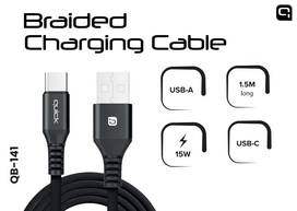 Quick QB-141 Braided Charhing and Data Cable USB to USB-С 1.5m