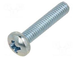 Screw | M4 | M4x20 | Head: button | Phillips | PH2 | steel | zinc | DIN 7985